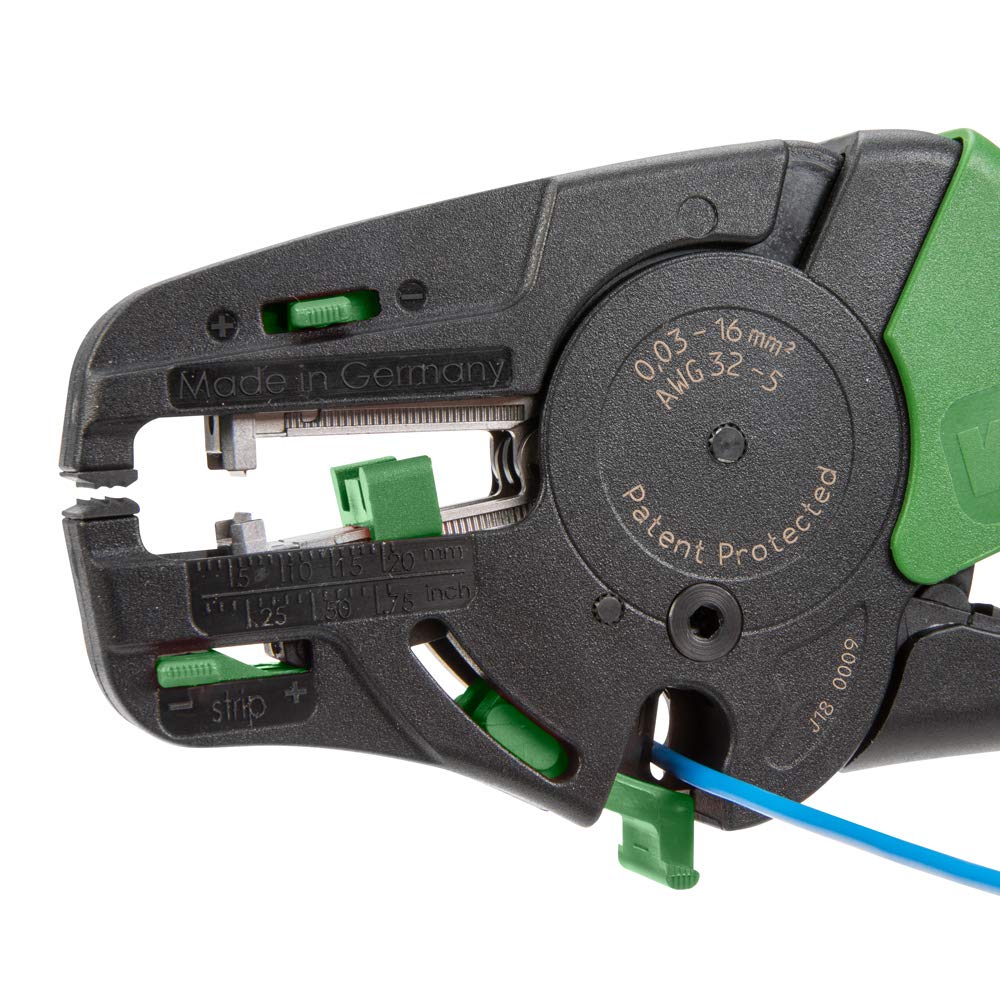 206-1125 | WAGO Quickstrip Vario Wire Stripper| Integrated Wire Cutter | 32-6 AWG | [Pack of 1],Green/Black - Image 5
