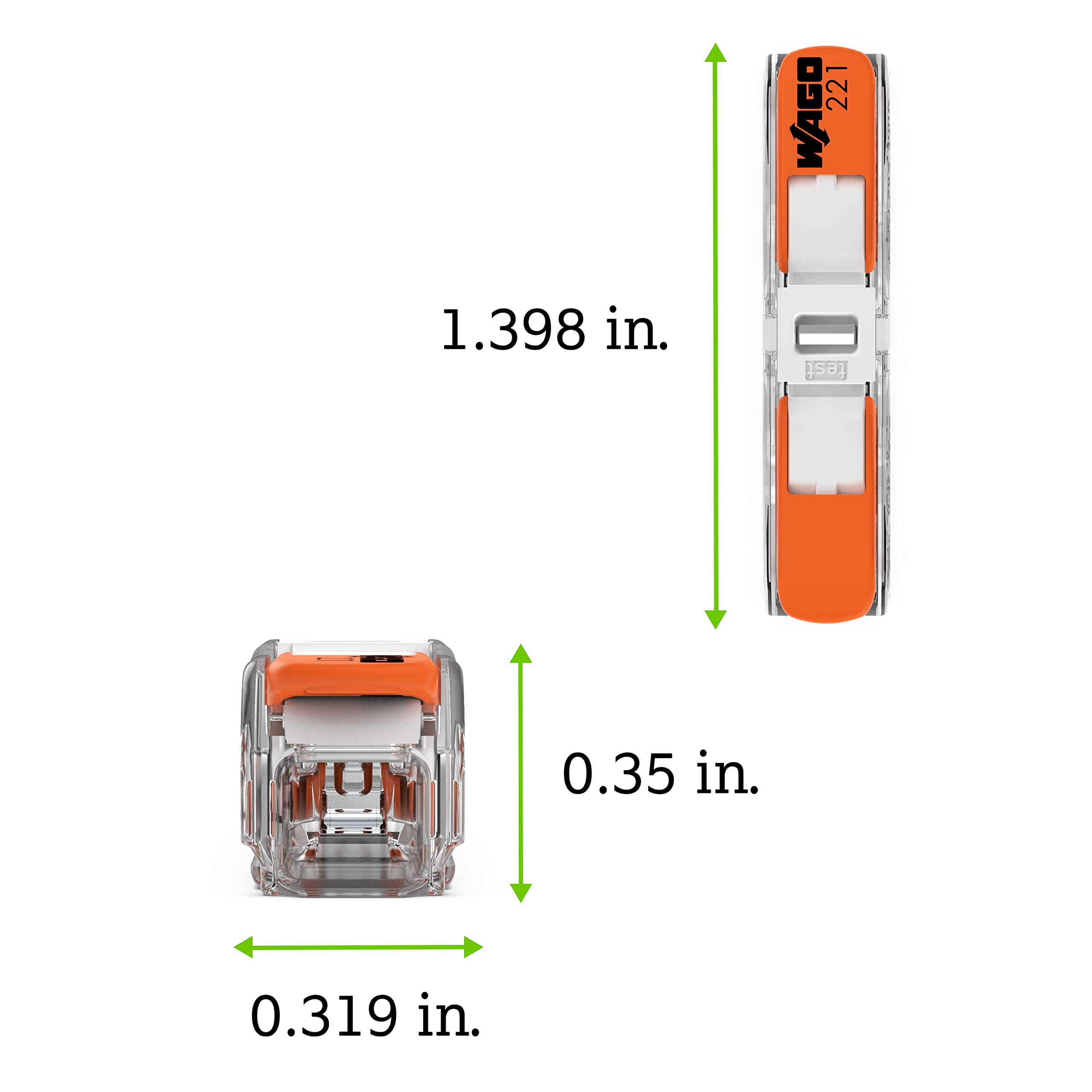 221-2401 | WAGO Lever-Nuts® Inline Splicing Connector | for Solid and Stranded Conductors | 2-Conductor with Operating levers | 20-12 AWG | Transparent housing | White Cover | [Bag of 500 Pieces] - Image 4