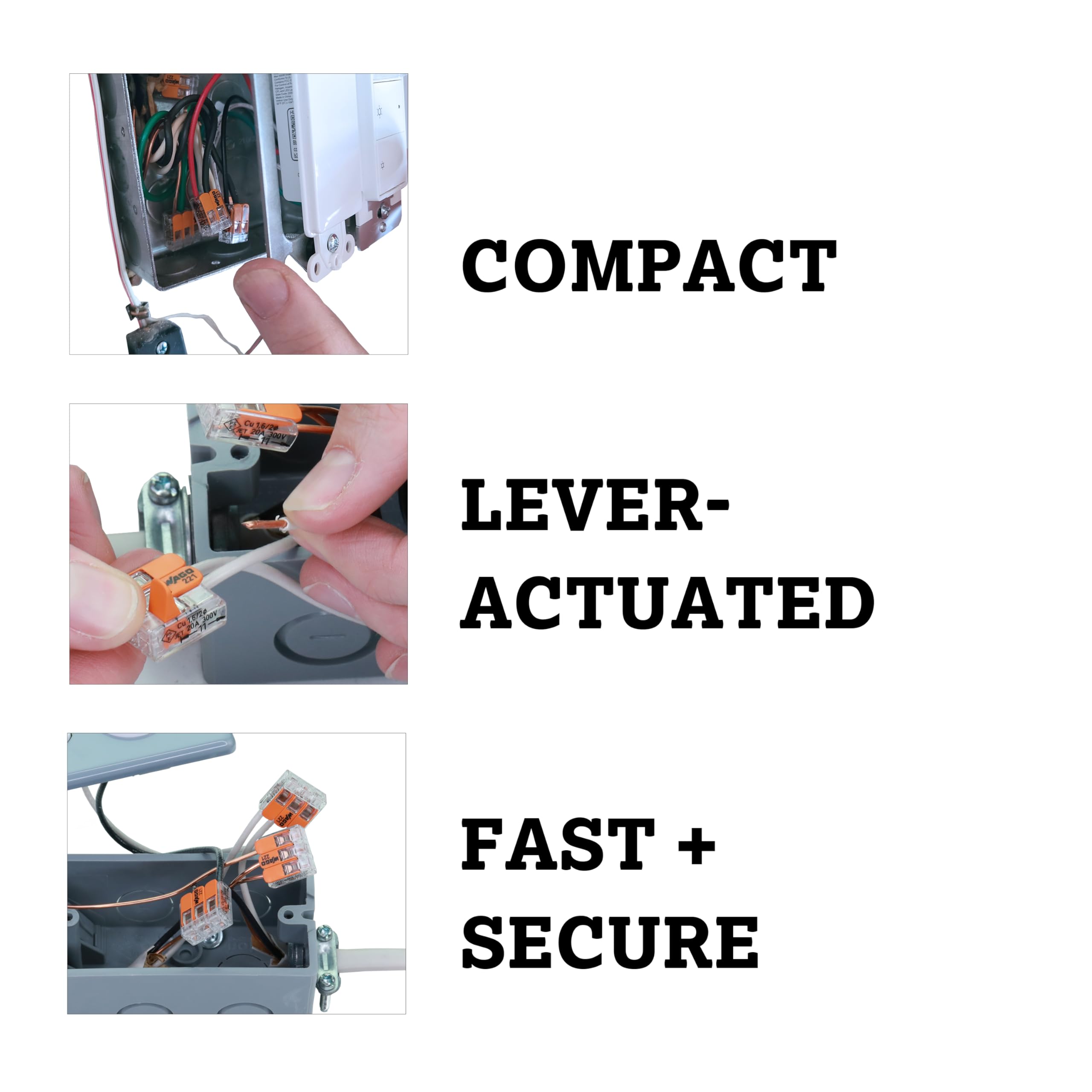 WAGO 221-412 Lever-Nuts - 2-Conductor Compact Splicing Connectors (Pack of 10) - Image 5