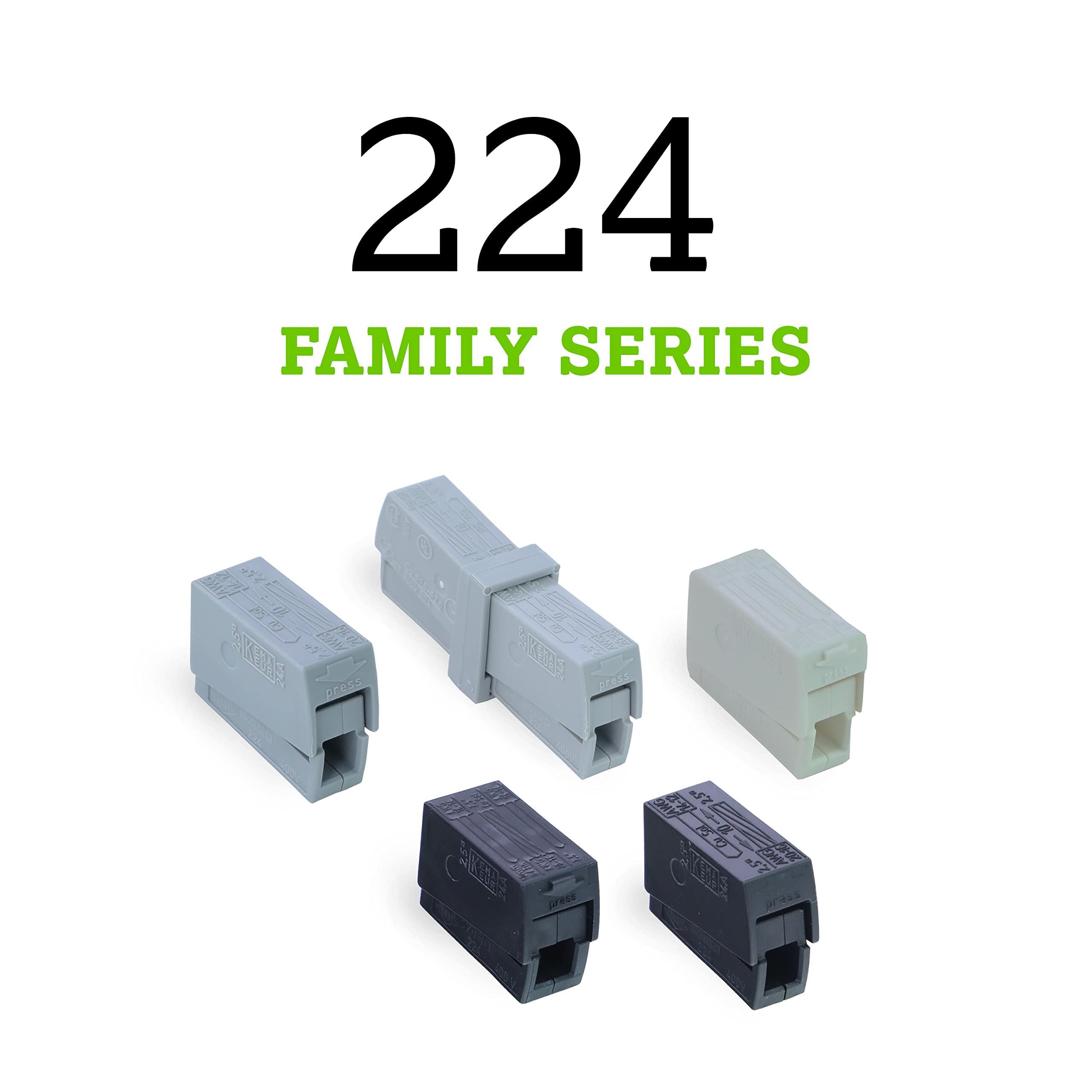224-104 | WAGO Lighting Fixture Connector | 1-Pole Inline Connector; 2 Connection Points | for Solid, Stranded, or fine-Stranded Conductors | Black | [Box of 100 Pieces] - Image 5